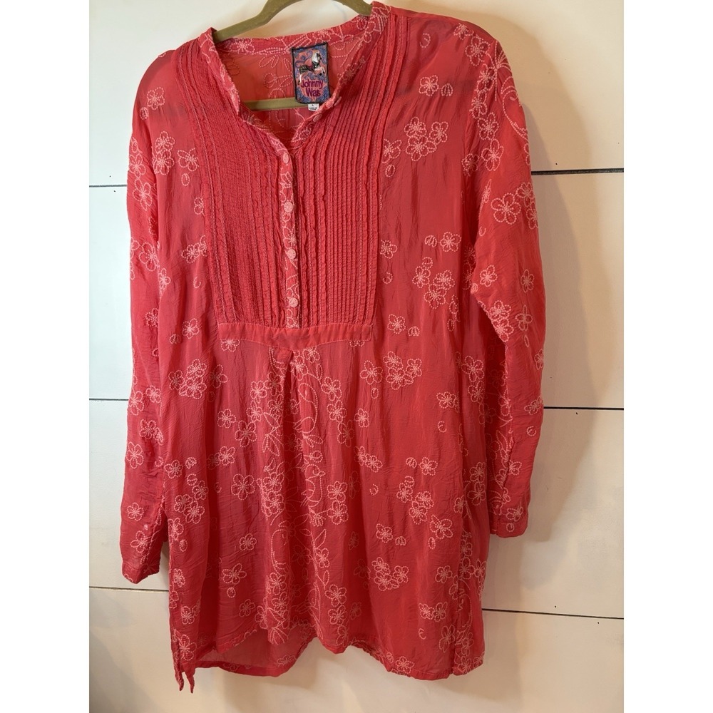 Johnny Was Embroidery Front & Back Large. Tangerine Tunic/Dress Bohemian  Style